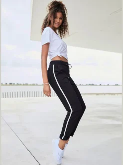 Pantalons jogpants doux à rayures et bords-côtes