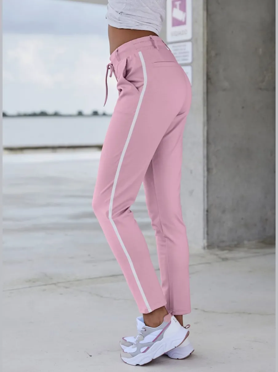 Pantalons jogpants doux à rayures et bords-côtes