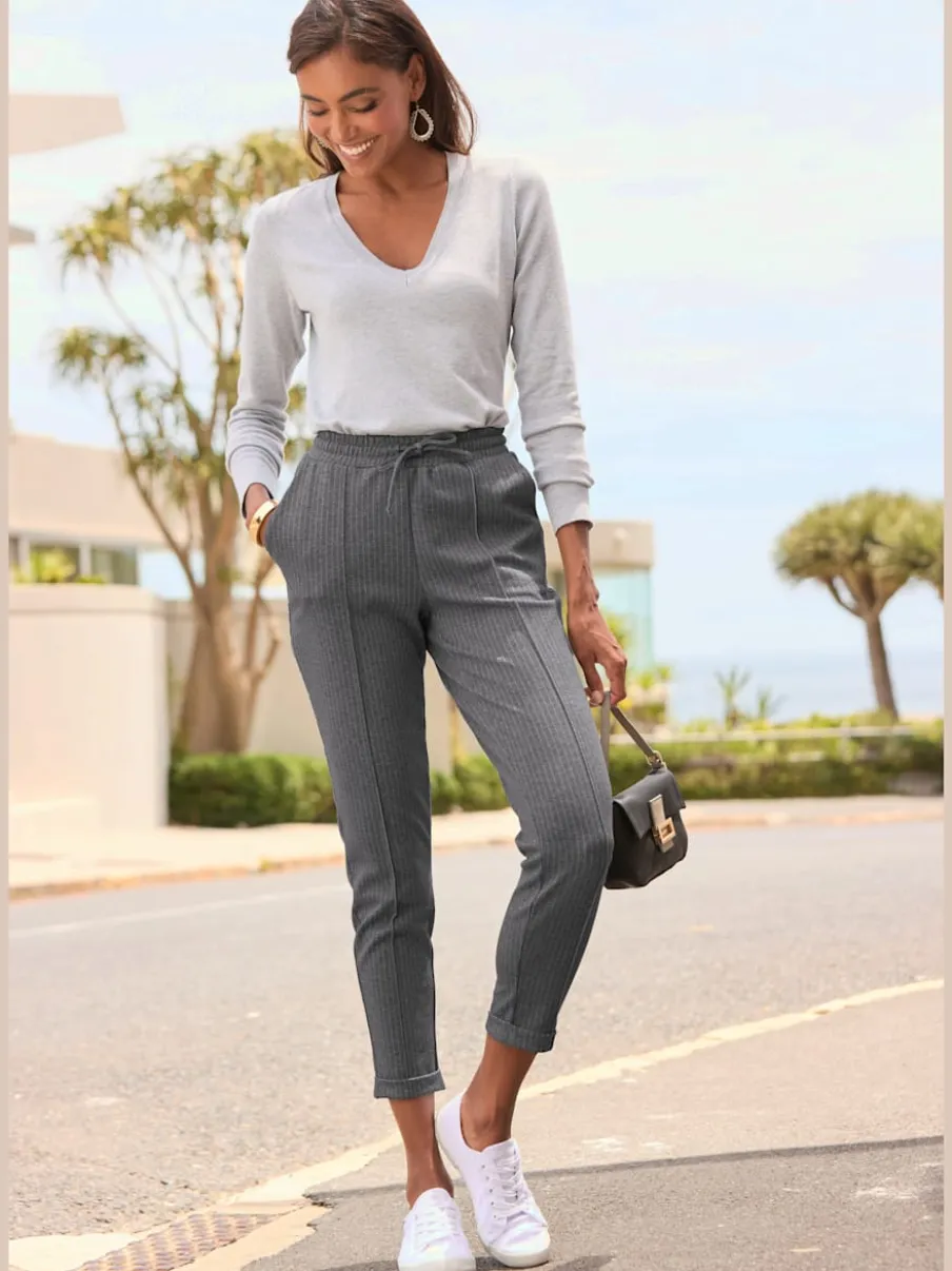 Pantalons jogpants à rayures avec ceinture élastique douce