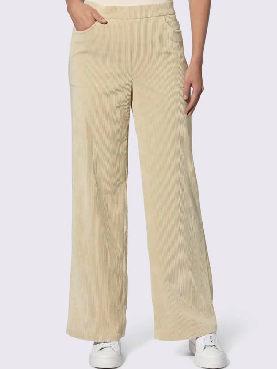Pantalons large en velours avec ceinture élastique confortable