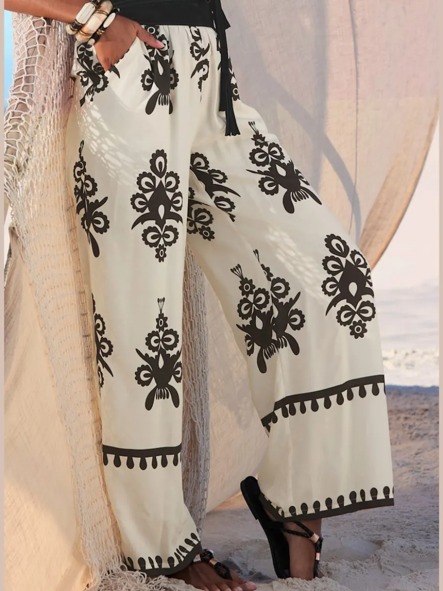Pantalons larges avec poches imprimé viscose douce