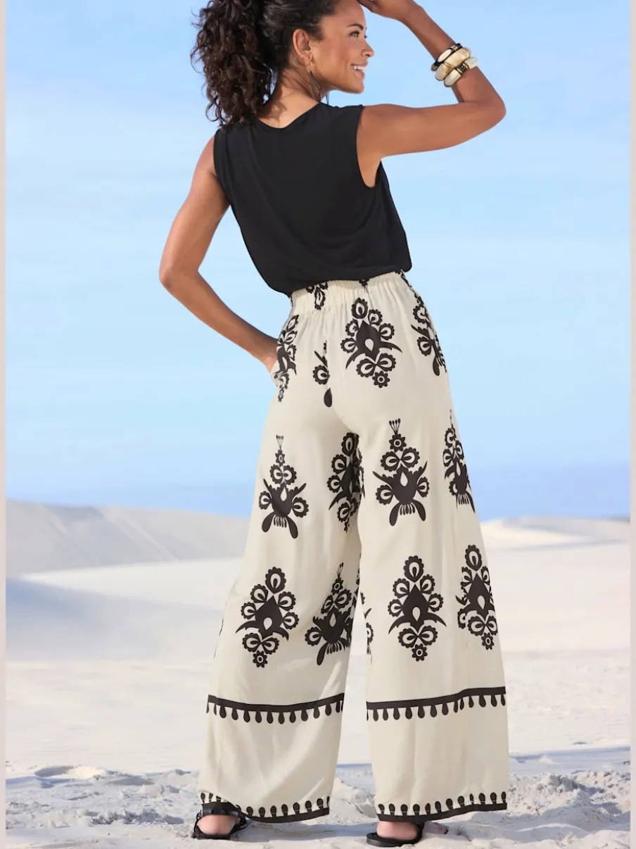 Pantalons larges avec poches imprimé viscose douce