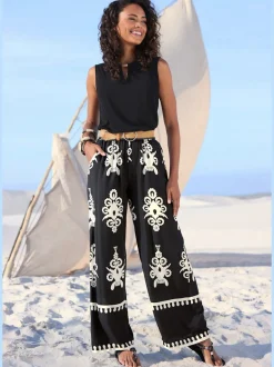 Pantalons larges avec poches imprimé viscose douce