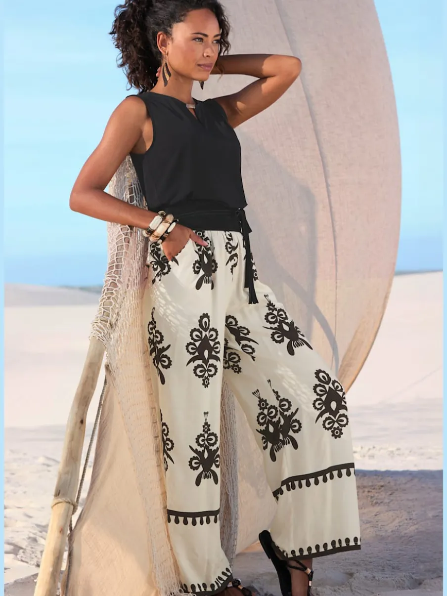 Pantalons larges avec poches imprimé viscose douce