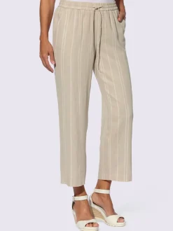 Pantalons larges avec rayures jacquard en lin léger