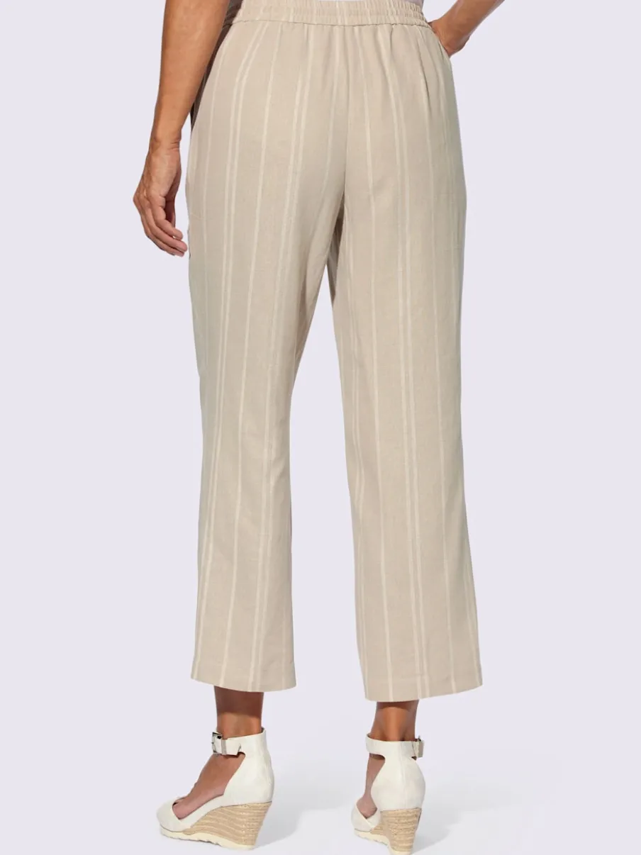 Pantalons larges avec rayures jacquard en lin léger