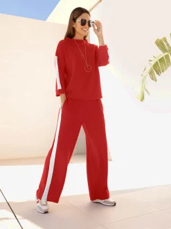 Pantalons larges en jersey avec ceinture élastique et poches