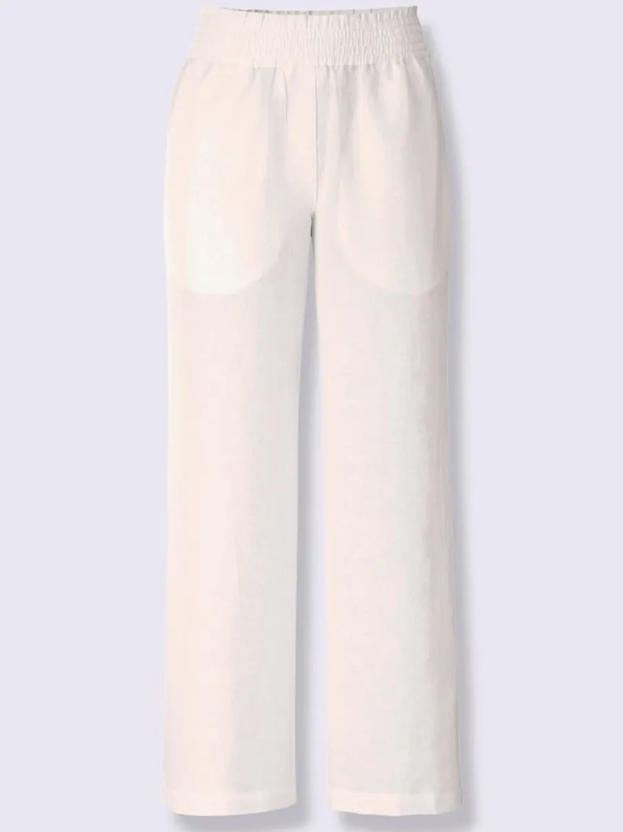 Pantalons larges en lin avec ceinture élastique confortable