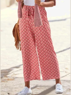Pantalons larges imprimés en jersey doux à nouer