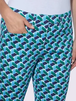 Pantalon slim avec poches et motif géométrique