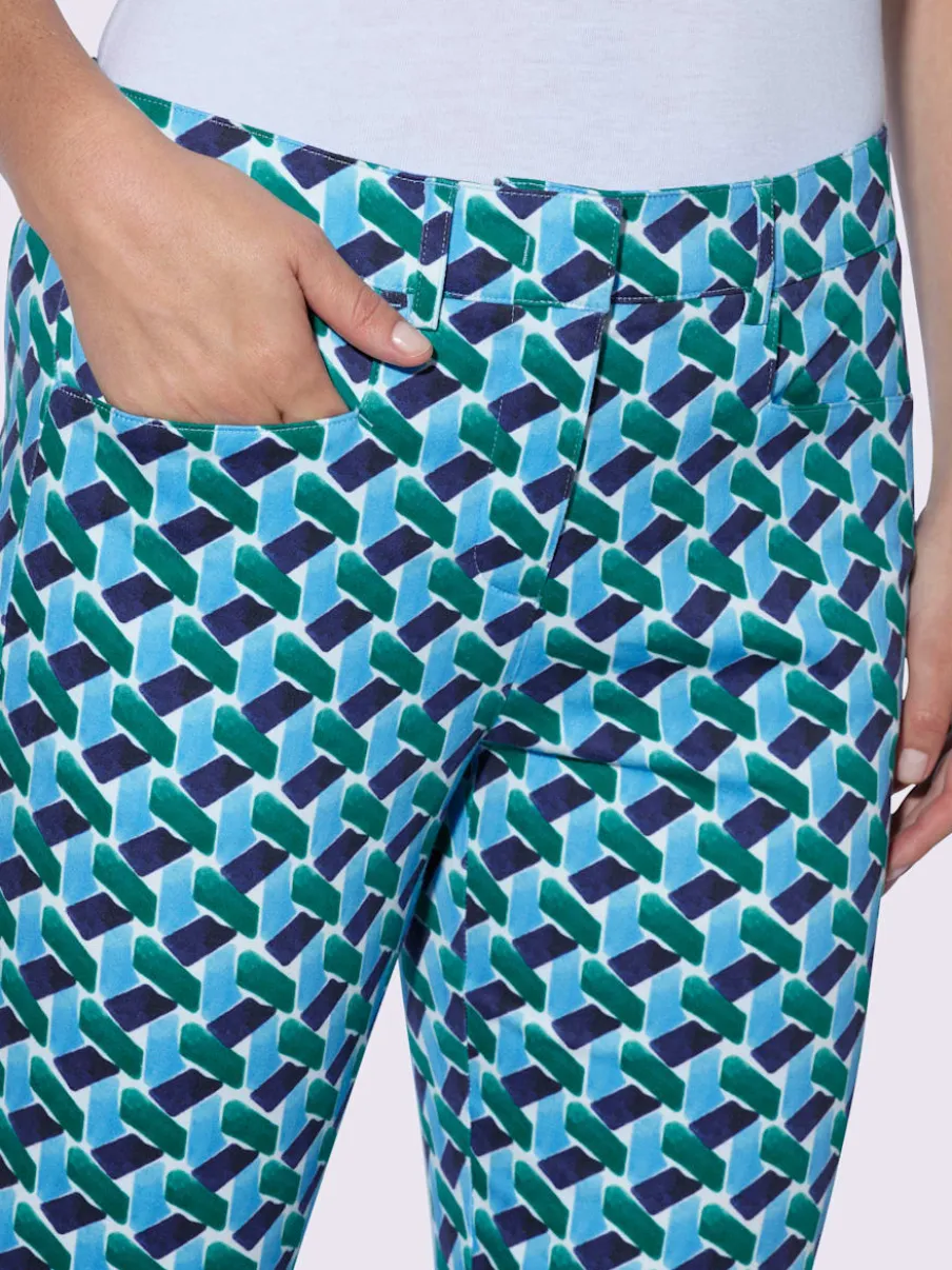 Pantalon slim avec poches et motif géométrique