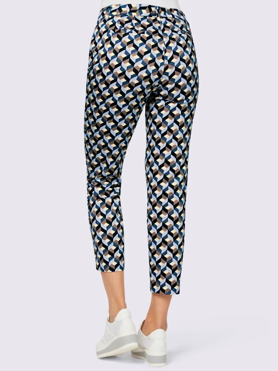 Pantalons 7/8 motifs graphiques fausses poches structurantes coton