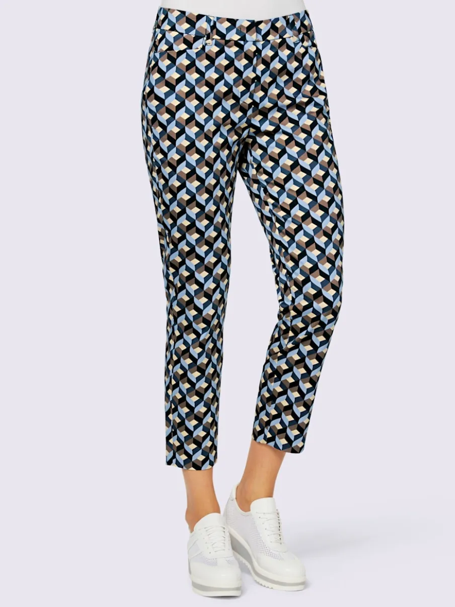 Pantalons 7/8 motifs graphiques fausses poches structurantes coton