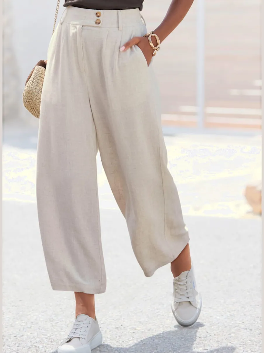 Pantalons palazzo avec élastique et poches latérales