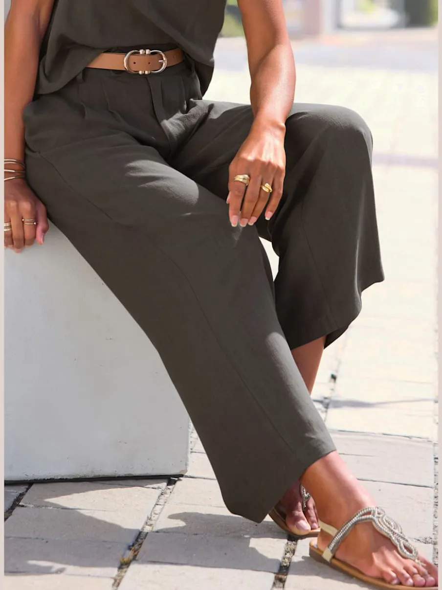 Pantalons palazzo avec élastique et poches latérales