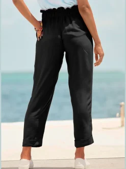 Pantalons paperbag légers avec taille élastique et poches