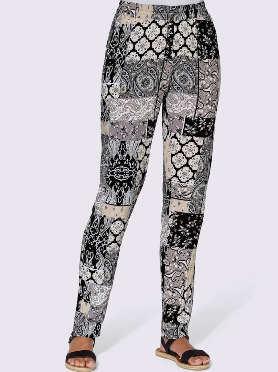 Pantalons patchwork légers avec taille élastiquée et poches