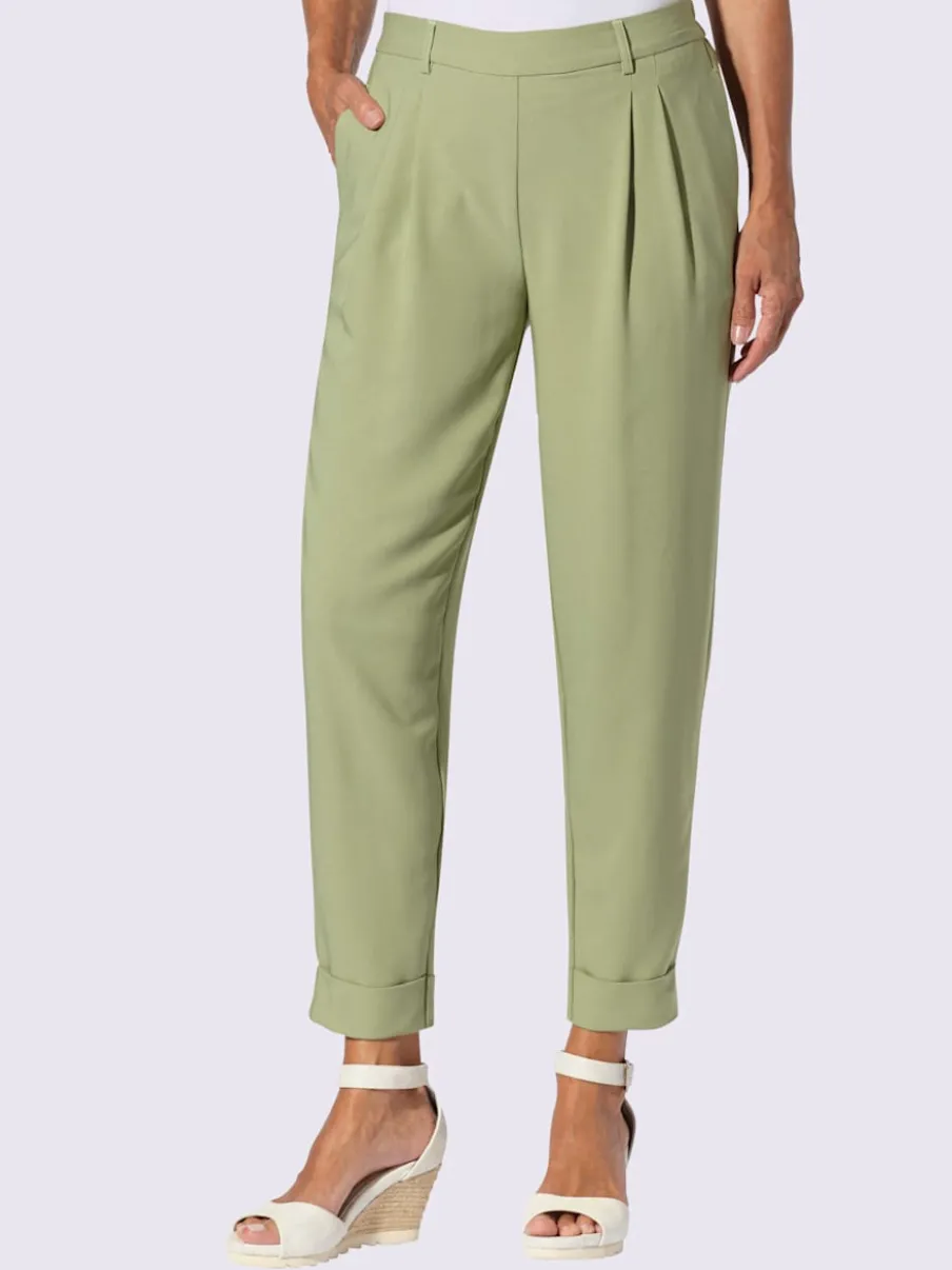 Pantalons à pinces avec ceinture élastique et poches