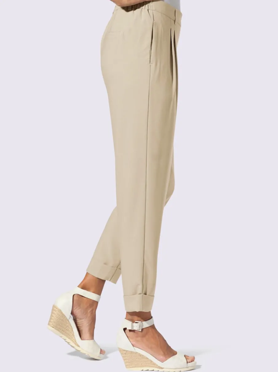 Pantalons à pinces avec ceinture élastique et poches