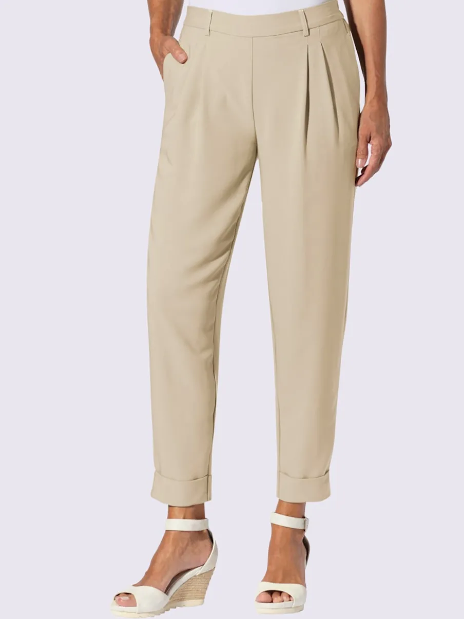 Pantalons à pinces avec ceinture élastique et poches