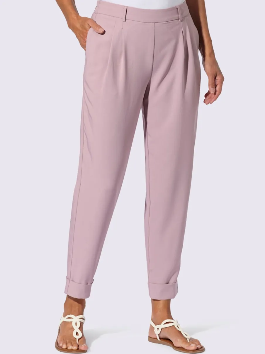 Pantalons à pinces avec ceinture élastique et poches