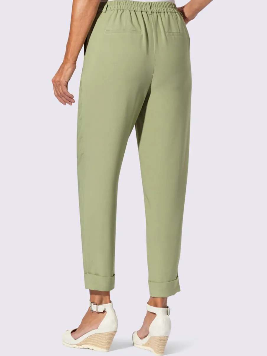 Pantalons à pinces avec ceinture élastique et poches
