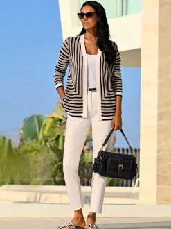 Pantalons à plis repassés avec ceinture élastique invisible
