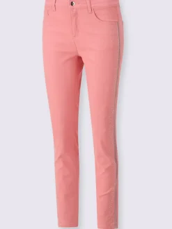 Pantalons 5 poches avec broderie et pierres brillantes