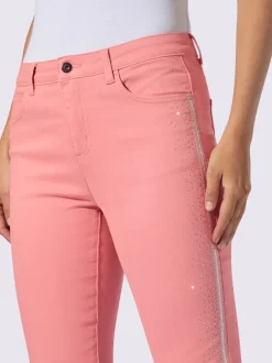 Pantalons 5 poches avec broderie et pierres brillantes