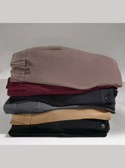 Pantalons à poches fendues en coupe droite élastique