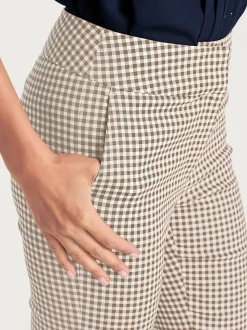 Pantalons skinny à poches fendues et motif géométrique