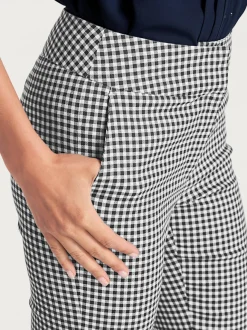 Pantalons skinny à poches fendues et motif géométrique