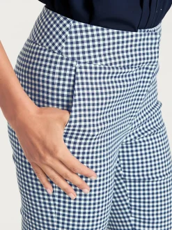 Pantalons skinny à poches fendues et motif géométrique