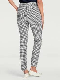 Pantalons skinny à poches fendues et motif géométrique