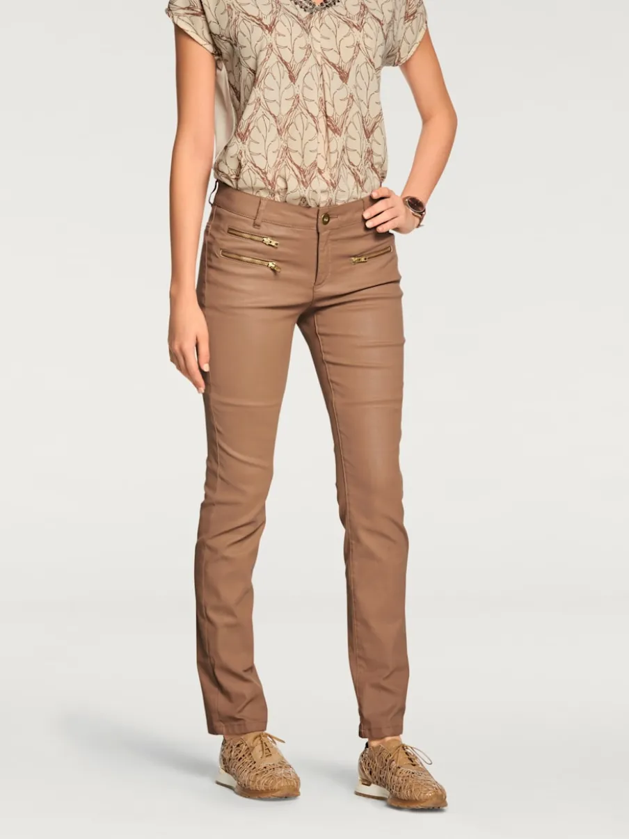 Pantalons skinny slim fit à brillance raffinée élégante
