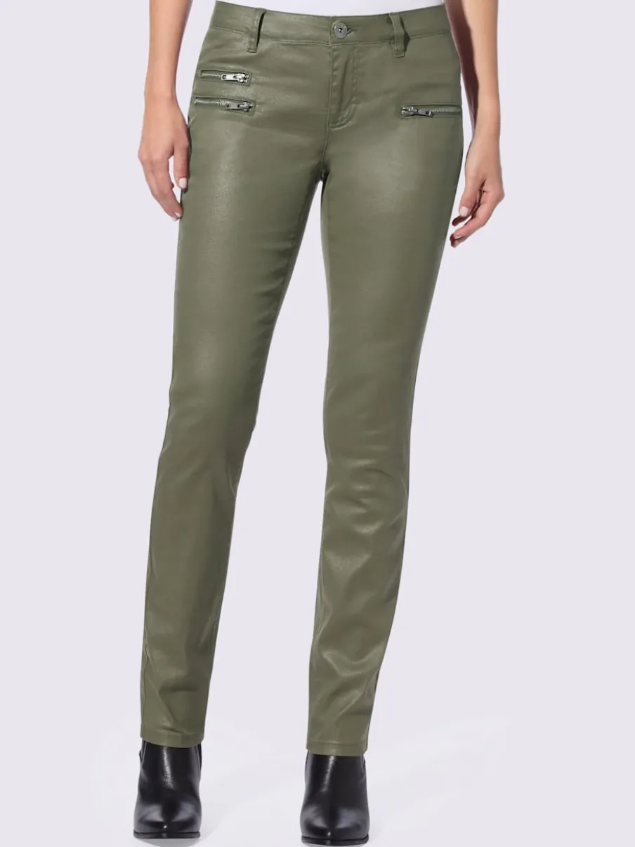 Pantalons skinny slim fit à brillance raffinée élégante