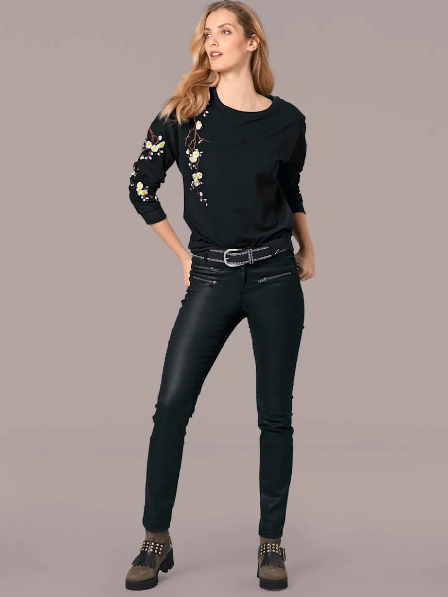 Pantalons skinny slim fit à brillance raffinée élégante