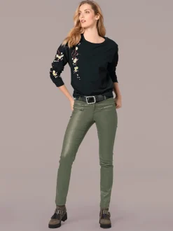 Pantalons skinny slim fit à brillance raffinée élégante