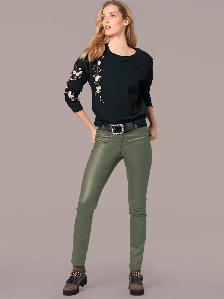 Pantalons skinny slim fit à brillance raffinée élégante
