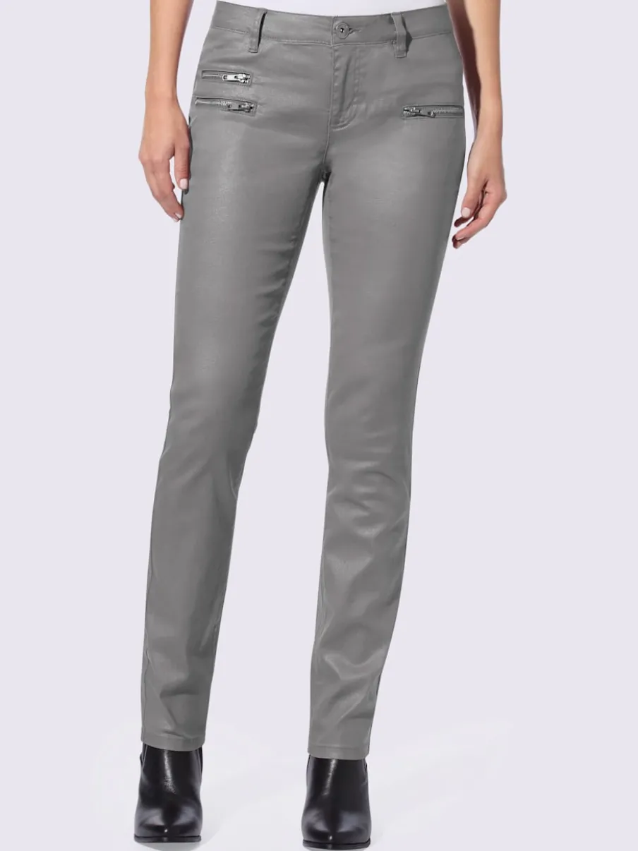 Pantalons skinny slim fit à brillance raffinée élégante