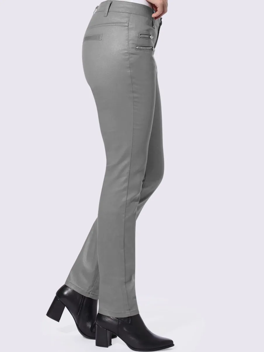 Pantalons skinny slim fit à brillance raffinée élégante
