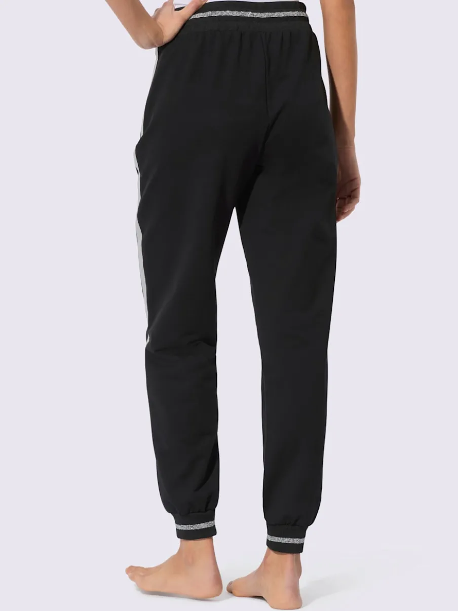 Pantalons sweat avec fils brillants et poches zippées