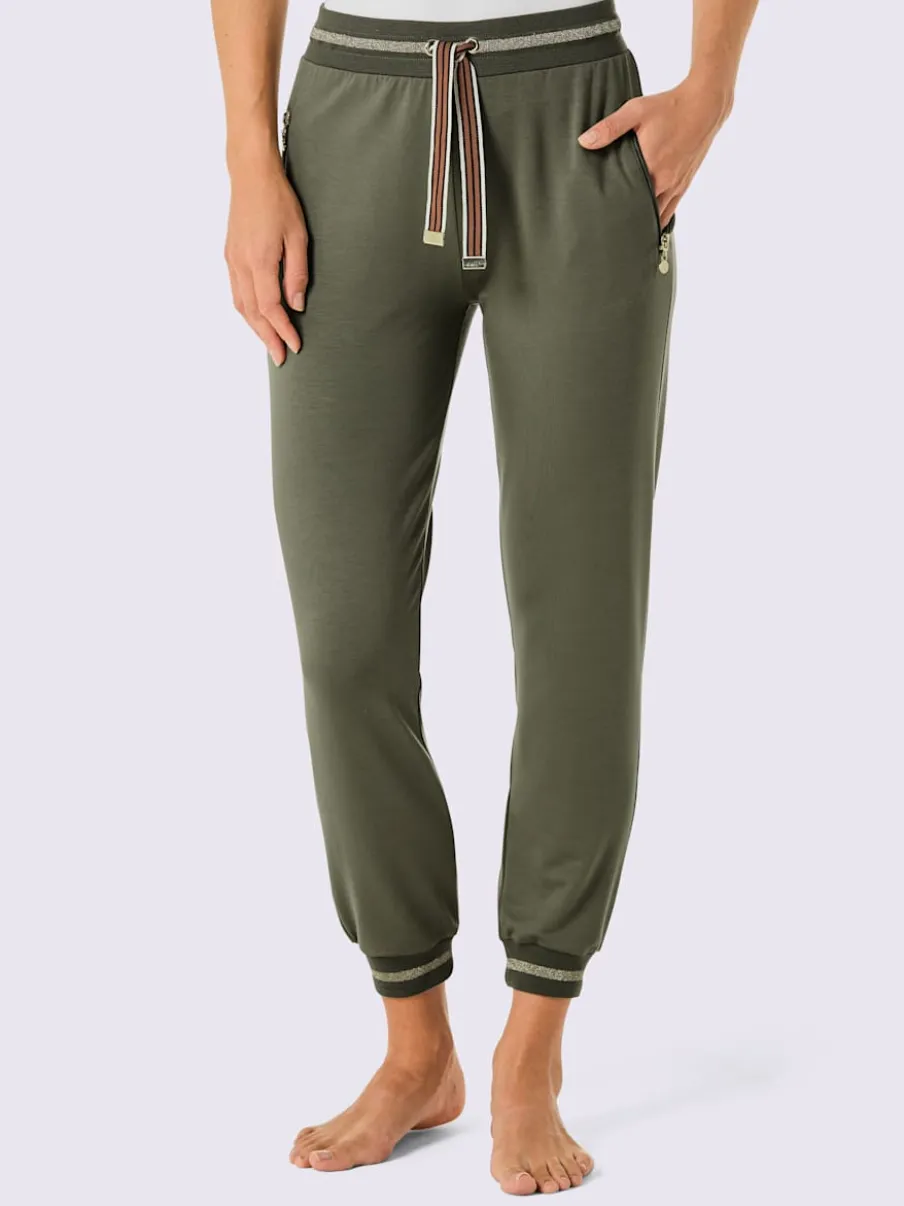 Pantalons sweat doux avec ceinture rayée et poches
