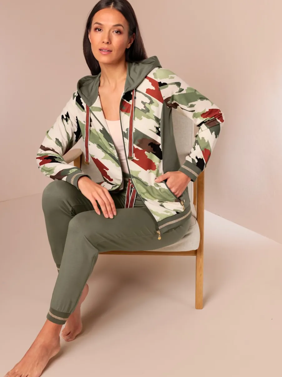 Pantalons sweat doux avec ceinture rayée et poches
