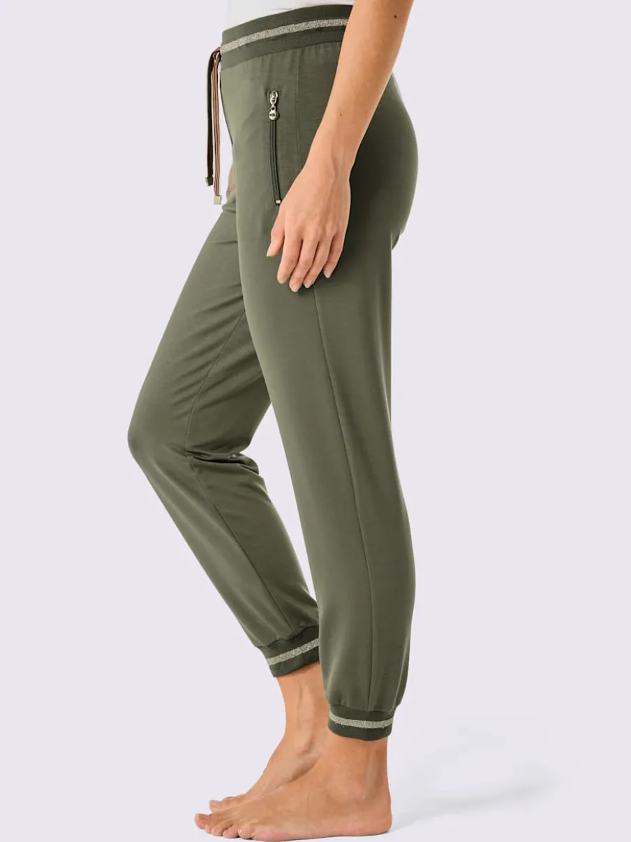 Pantalons sweat doux avec ceinture rayée et poches