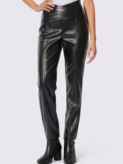 Pantalons synthétiques taille haute avec coutures décoratives élégantes