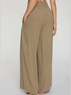 Pantalon structuré à ceinture smockée et poches latérales