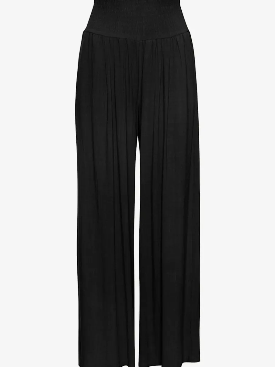 Pantalon structuré à ceinture smockée et poches latérales
