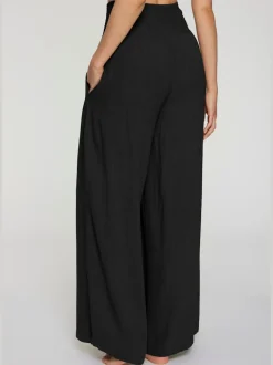 Pantalon structuré à ceinture smockée et poches latérales