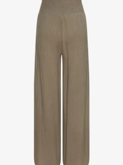 Pantalon structuré à ceinture smockée et poches latérales